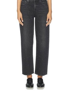 Pistola Lexi Midrise Bowed Straight Jeans in Silver Screen